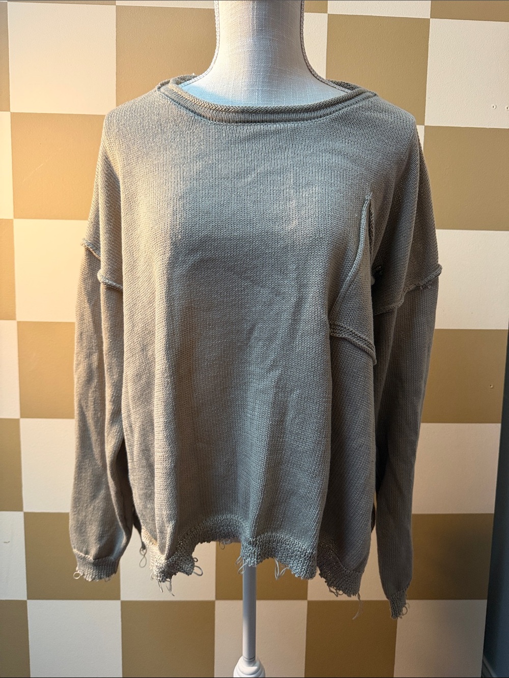 easel Oversized Scoop-Neck Sweater in Taupe